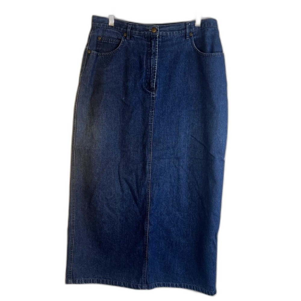 Petite Sophisticate Denim Straight Skirt Midi High Rise VTG Casual Classic Sz 10